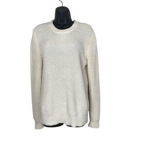 Sandro Paris Cream Crew Neck 91%Cotton 9% Silk Sweater Size M